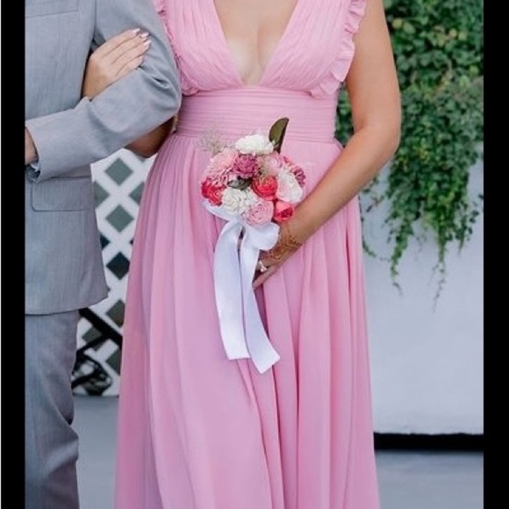 JJs House Pink Chiffon Bridesmaid Dress (Shade Blush)